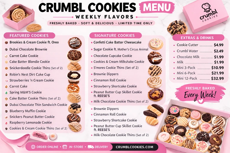 Crumbl Cookies menu
